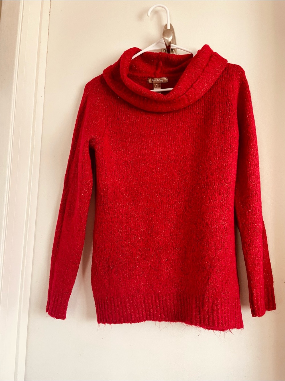 White Stag Red Cowl Neck Sweater